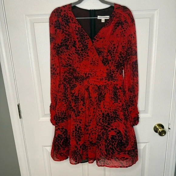 Pierre Balmain Mulberry Silk Dress Red and Black Animal Print Size EU 42 GUC - Picture 4 of 10